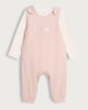image 1 of F&F Baby Cotton Rich Ribbed Dungarees and Bodysuit Set in Pink