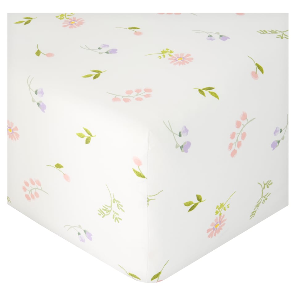 F&F Home 100% Cotton Ditsy Floral Fitted Sheet Double 