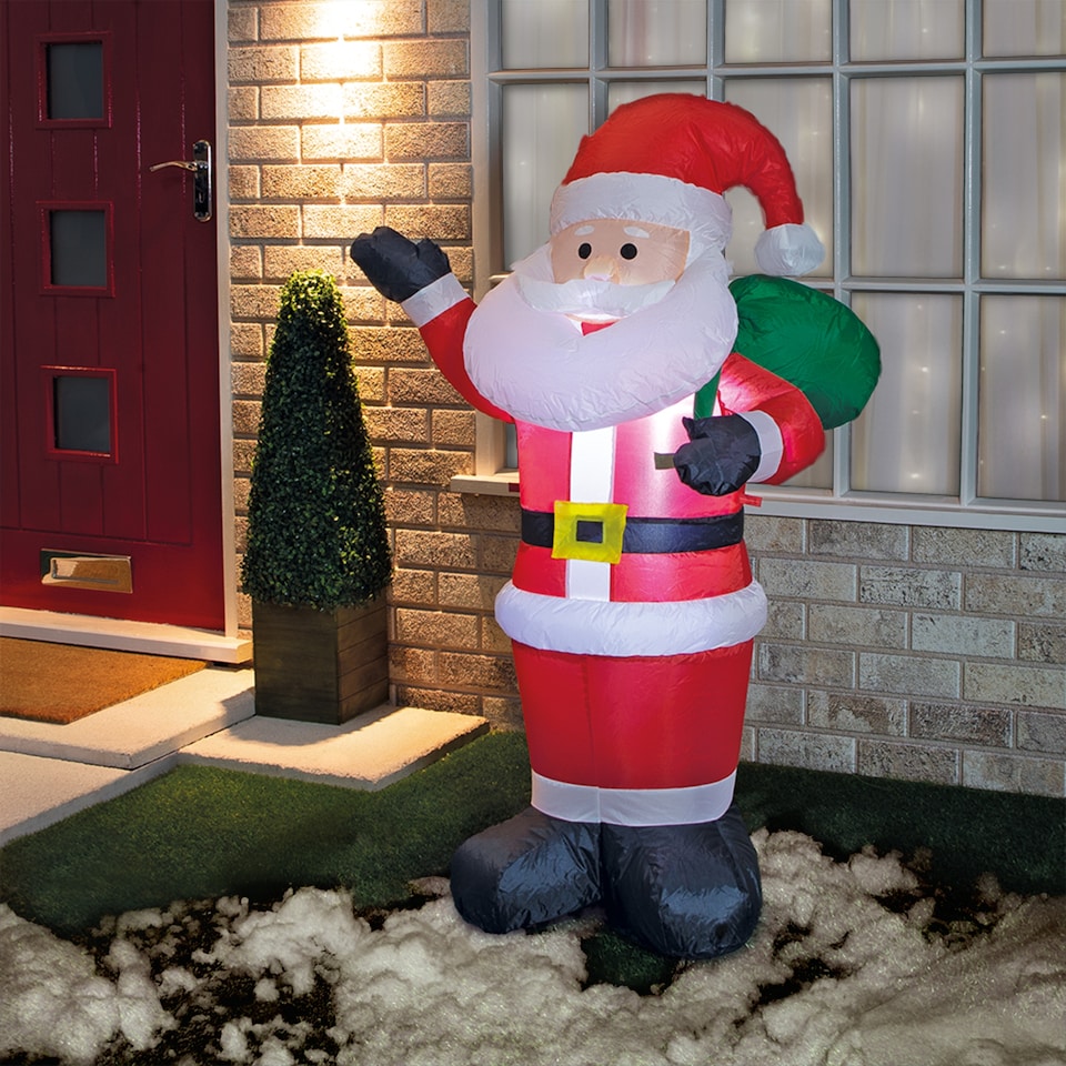 image 1 of Christmas Workshop Light Up Inflatable Santa Decoration 1.2M
