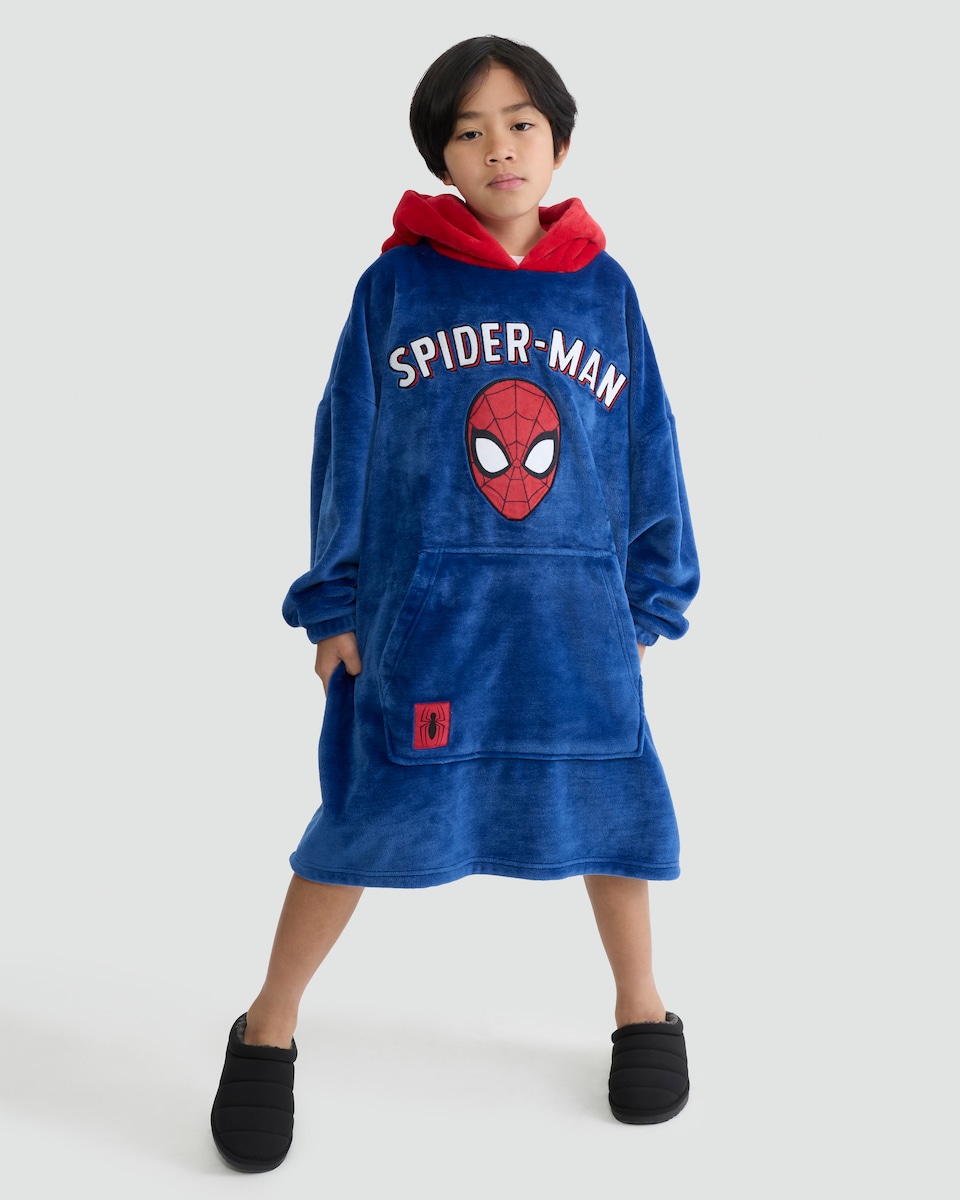 image 1 of Marvel Spider-Man Fleece Pyjama Hoodie in Blue Multi