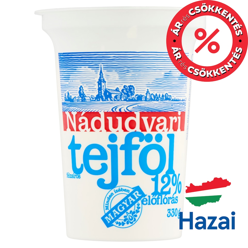 image 1 of Nádudvari Semi-Fat Sour Cream with Live Cultures 12% 330 g