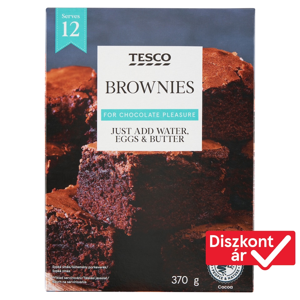 Tesco kakaós sütemény porkeverék csokoládédarabokkal brownie készítéséhez 370 g