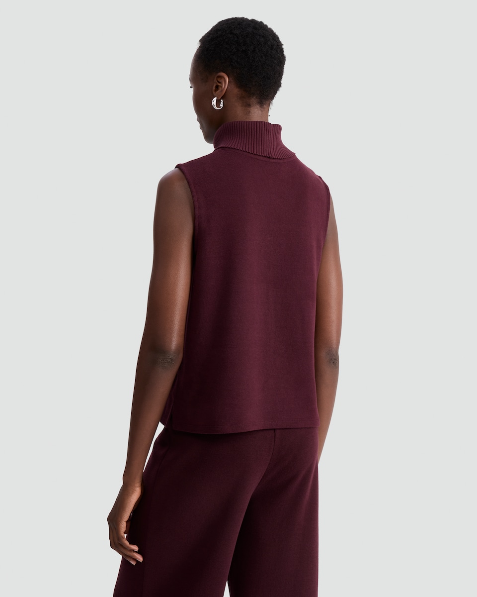 image 1 of F&F Seam Detail Roll Neck Sleeveless Co-Ord Top in Burgundy