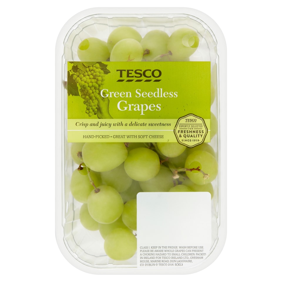 Tesco Green Seedless Grapes Pack 500G (C)