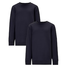 F&F School Unisex 2-Pack Cotton Rich Sweatshirts in Navy