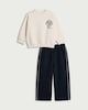 image 3 of F&F Boys 2-Piece Cotton Rich Slogan Sweatshirt and Joggers Set in Cream
