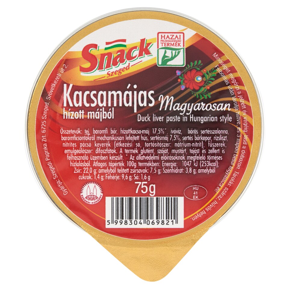 Snack Szeged kacsamájas hízott májból magyarosan 75 g