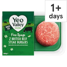 Yeo Valley Organic 2 British Beef Steak Burgers 260g