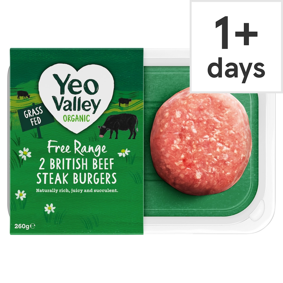 image 1 of Yeo Valley Organic 2 British Beef Steak Burgers 260g