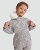 image 2 of F&F Girls Leopard Print Faux Fur Hooded Waterproof Snowsuit in Multi Brown