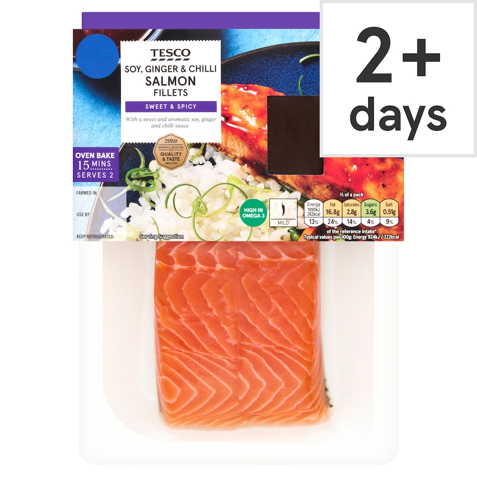 Tesco Salmon Fillets with Soy, Ginger and Chilli 260g