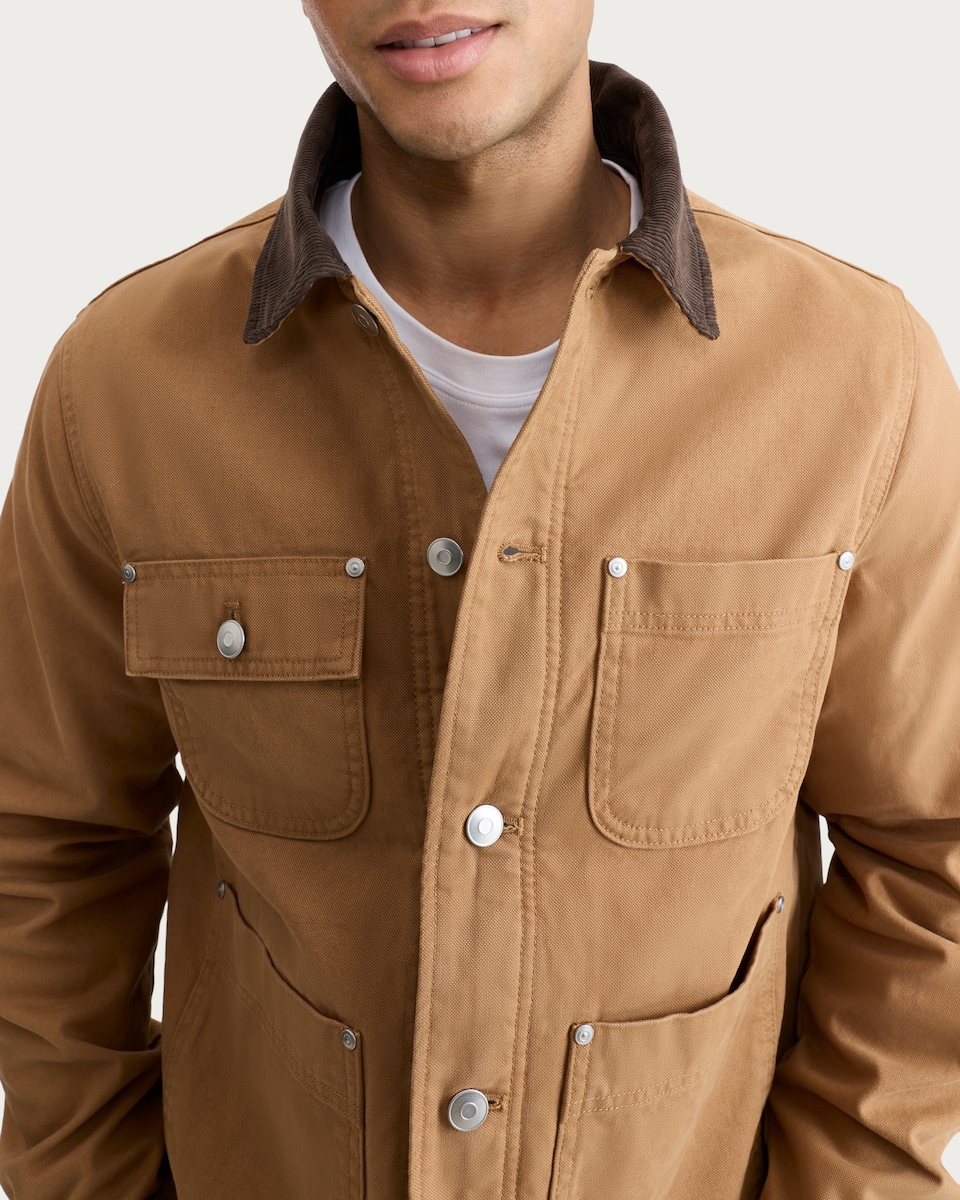 F&F Corduroy Collar Button Up Jacket in Camel - Tesco Groceries
