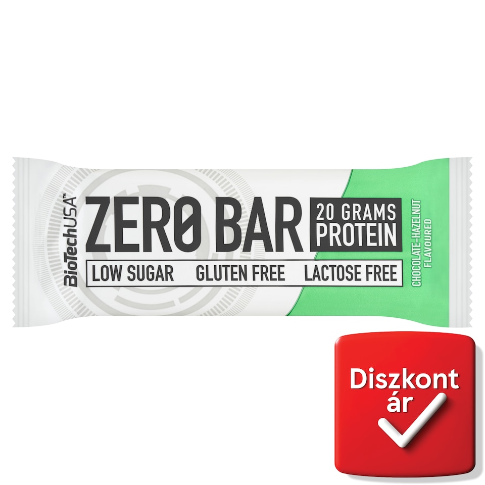 BioTechUSA Zero Bar csokoládé-mogyoró ízű fehérjeszelet édesítőszerrel 50 g  1. kép