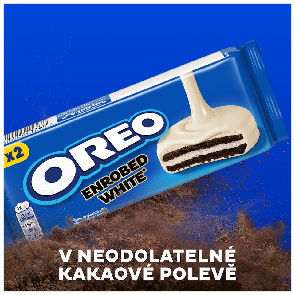 Obrázek 1 pro produkt OREO kakaové sušenky s náplní a s čokoládovou příchutí v bílé čokoládě 2 sušenky 41 g