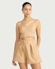 image 1 of The F&F Edit Cotton Rich Embroidered Cropped Co-ord Top in Camel