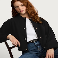 The F&F Edit Ribbed Collar Buttoned Jacket in Black