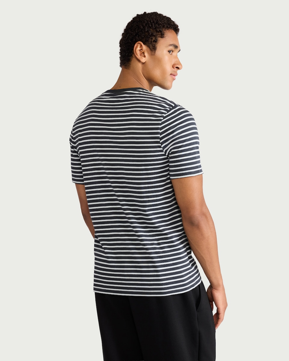 image 1 of F&F Pure Cotton Striped T-Shirt in Blue