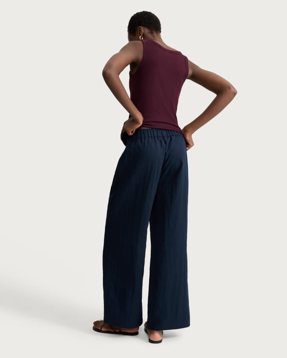 image 1 of The F&F Edit Lyocell Rich Wide Leg Trousers in Navy