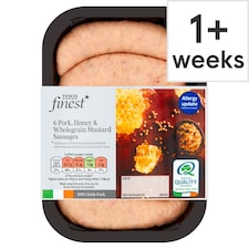 Tesco Finest Pork Honey And Wholegrain Mustard Sausages 454G