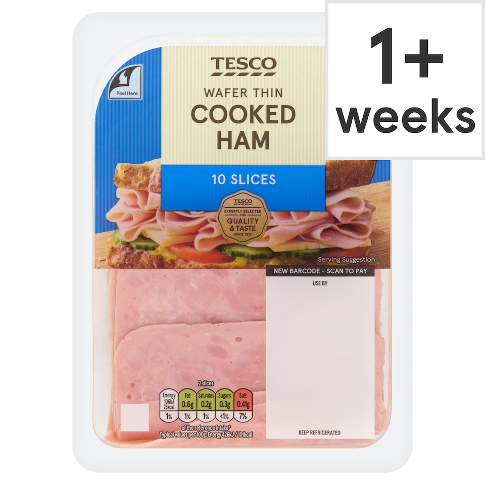 Tesco Wafer Thin Cooked Ham 125g 