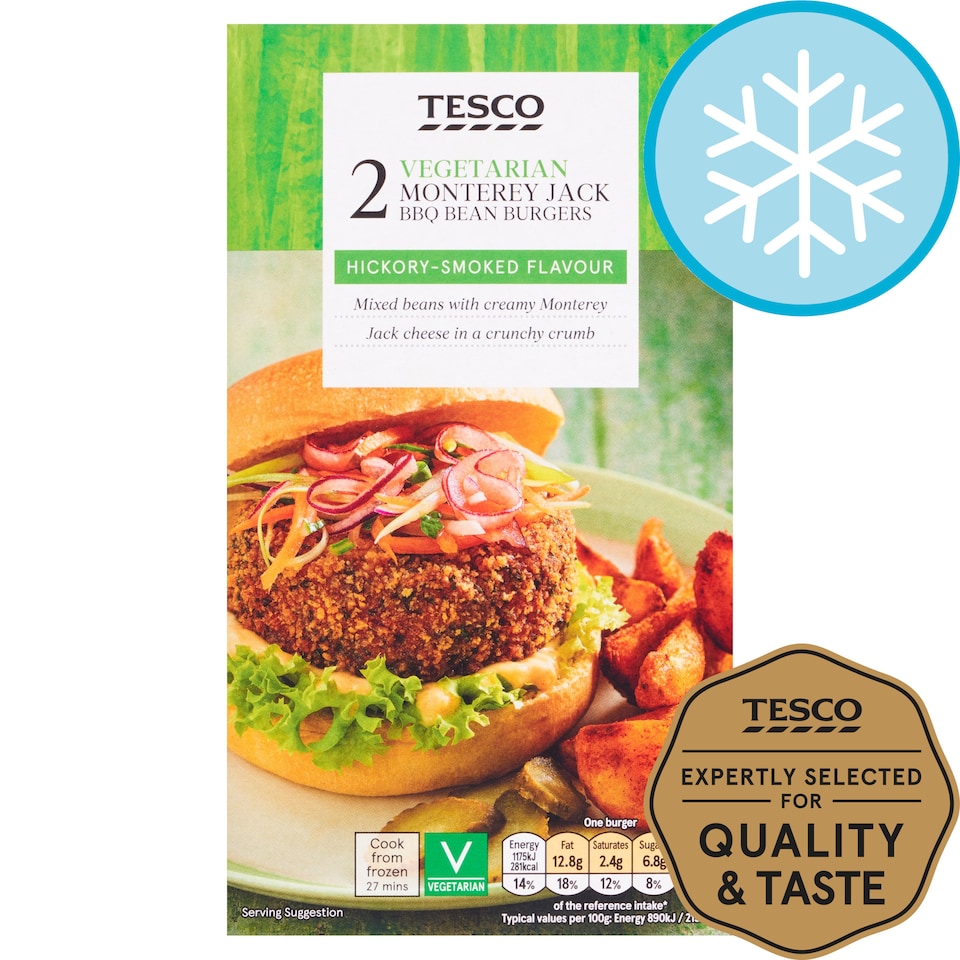 Tesco Monterey Jack Bbq Bean Burger 280G