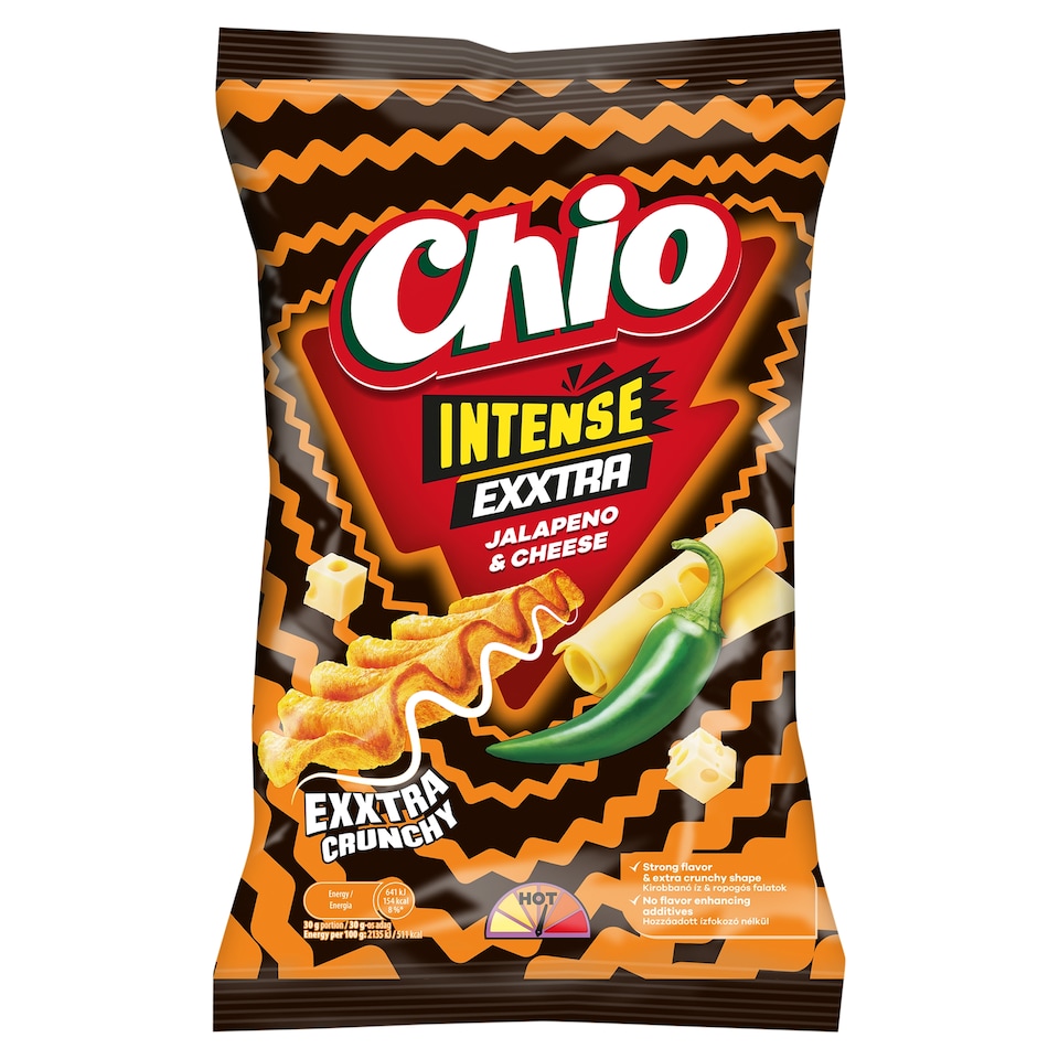 Chio Intense Exxtra Potato Chips with Jalapeño Chili and Cheese Flavor 55 g