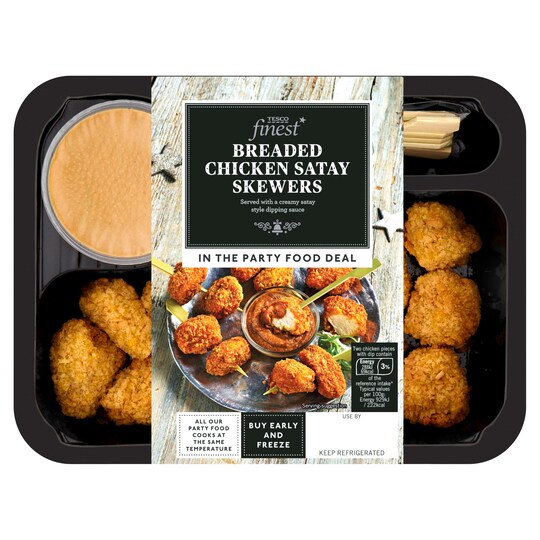 Tesco Finest 10 Satay Breaded Chicken Skewers 254G Tesco Groceries