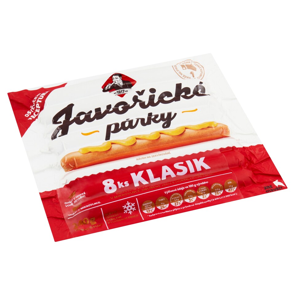 image 1 of Kostelecké Uzeniny Javořice Sausages Classic 8 pcs 0.340 kg