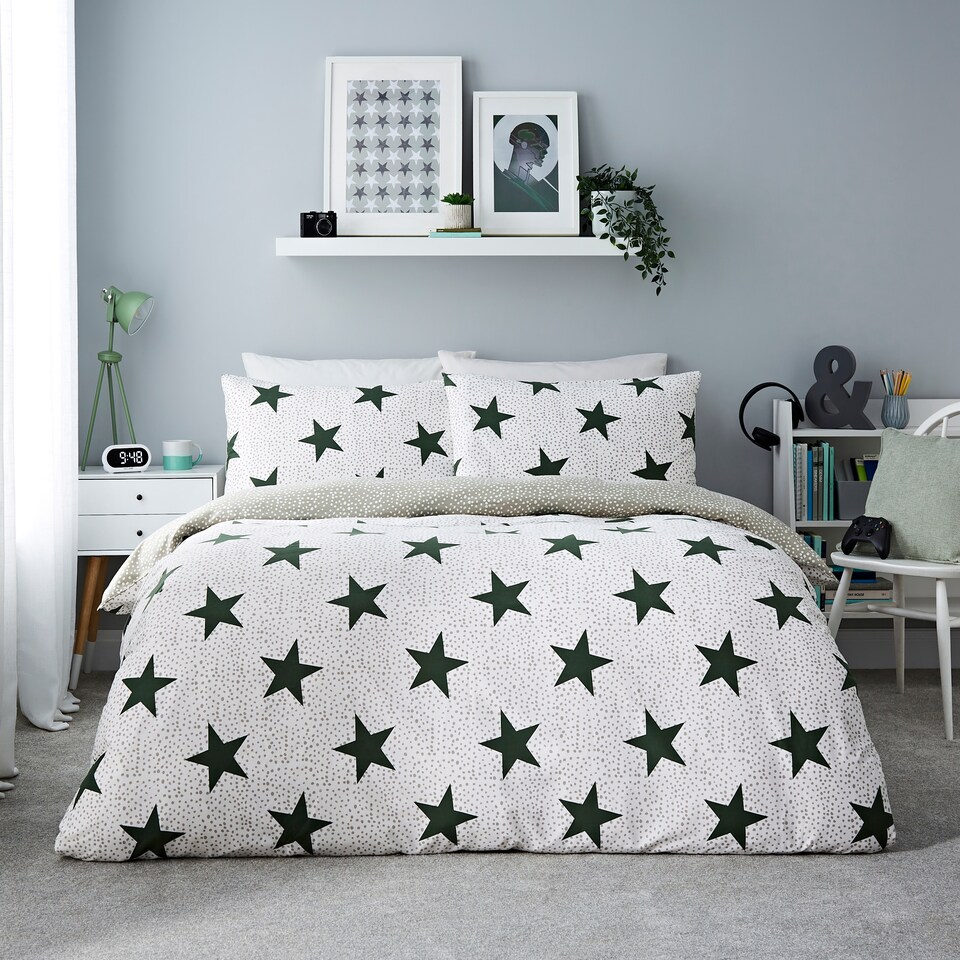 image 1 of Silentnight Supersoft Star Print Duvet Set Double