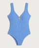 image 4 of F&F Textured Starfish Accent Swimsuit in Blue