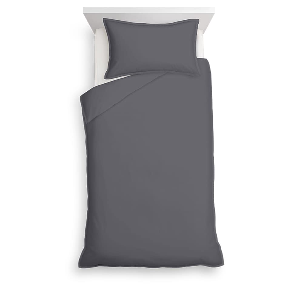 image 1 of F&F Home Bedding 100% Cotton Oxford Edge Duvet Set Grey Single