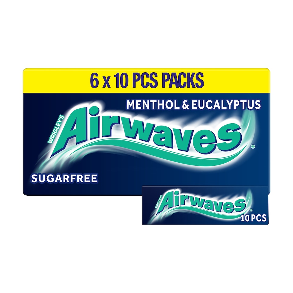 Airwaves Menthol & Eucalyptus Chewing Gum Multipack 6x10 Pieces