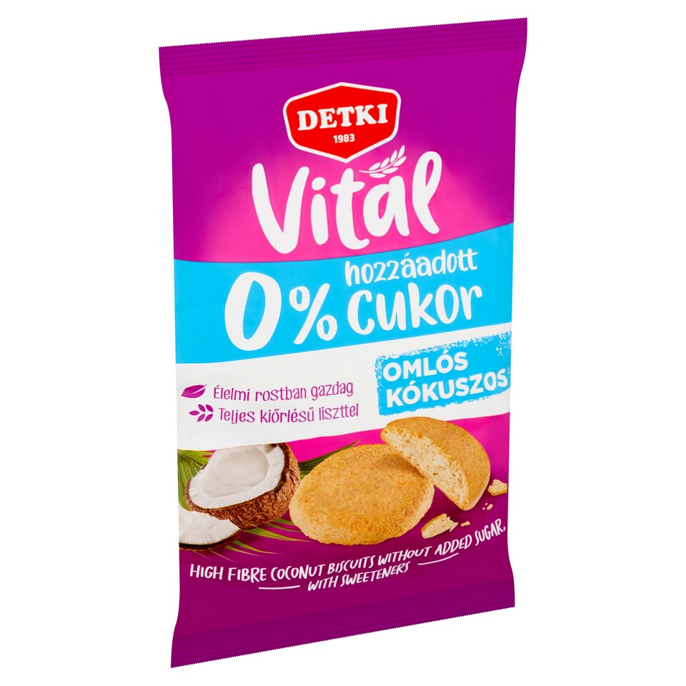 image 1 of Detki Vital High Fibre Coconut Biscuits without Added Sugar with Sweeteners 180 g