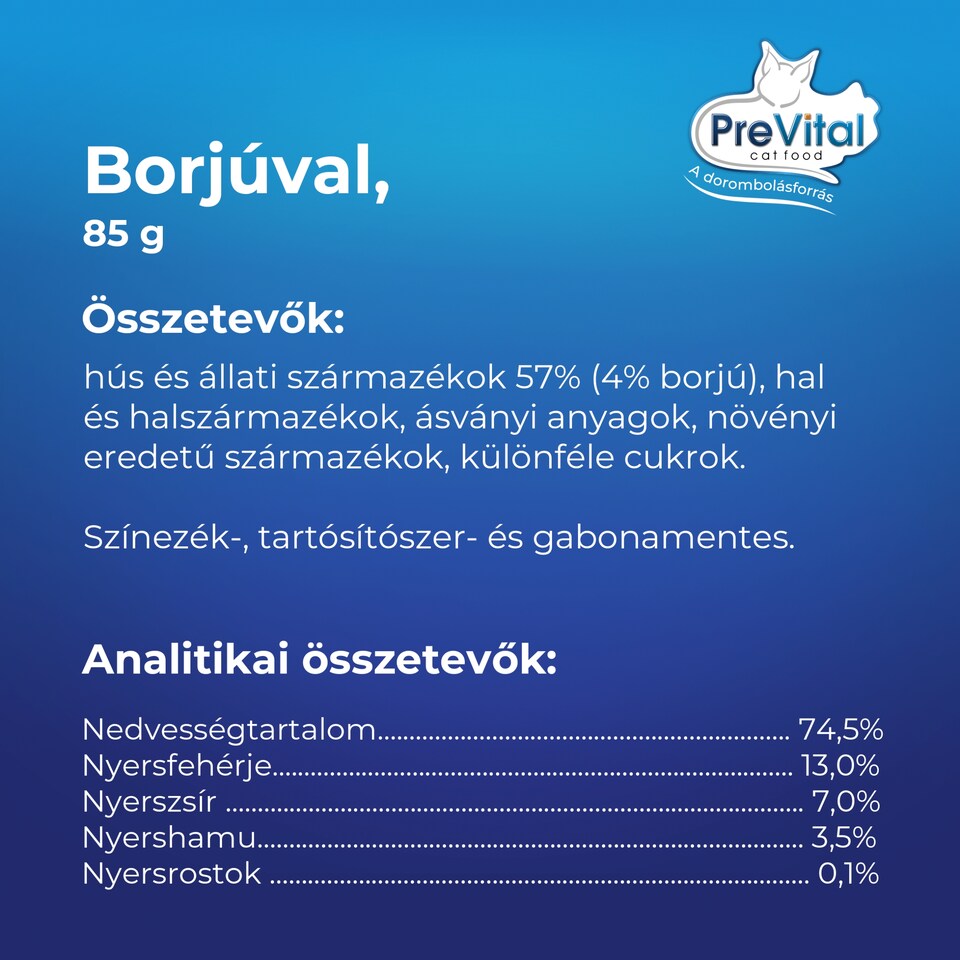 PreVital Mousse nedves macskaeledel, macskatáp kölyökmacskáknak borjúval pástétom konzerv 85 g  1. kép