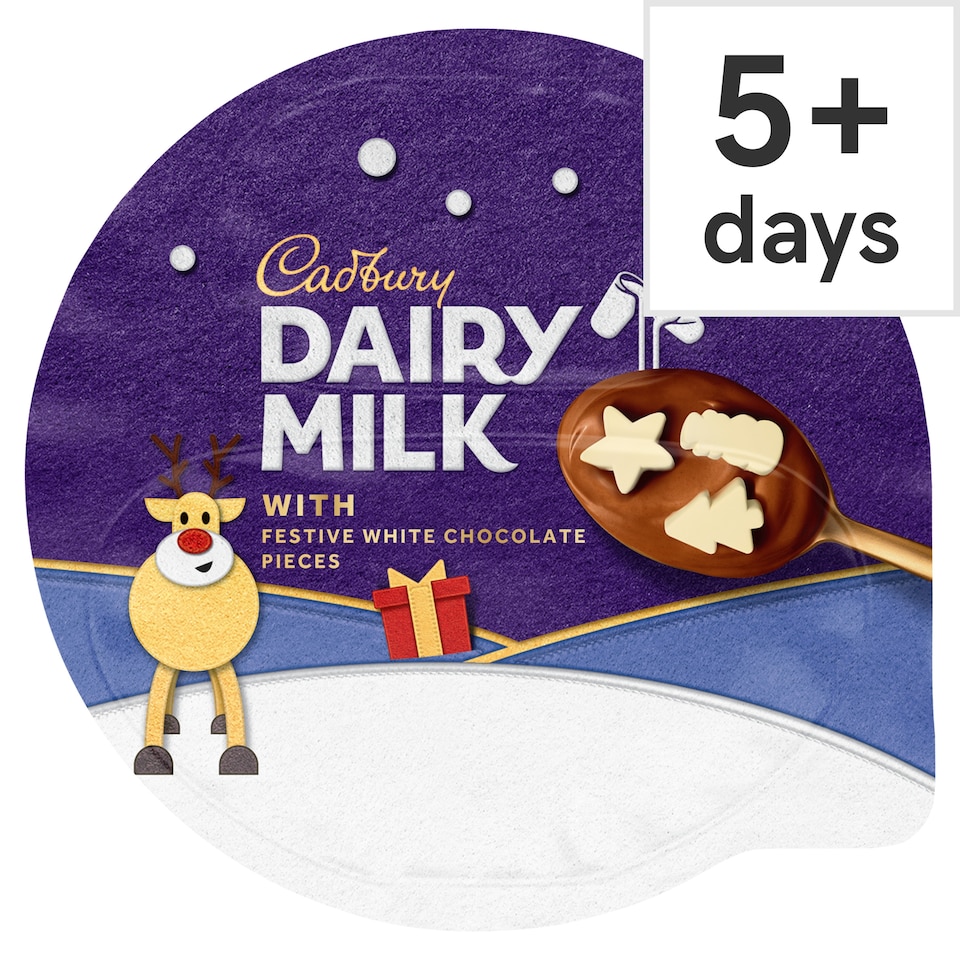 Cadbury Dairy Milk Dessert with festive white chocolate pieces 75g