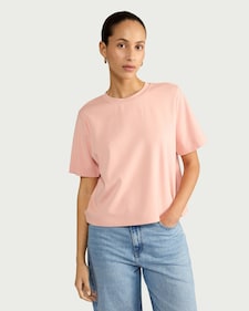 F&F Pure Cotton Short Sleeved Crop Top in Coral