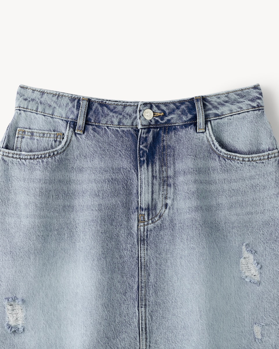 image 1 of F&F Pure Cotton Denim Mini Skirt in Blue