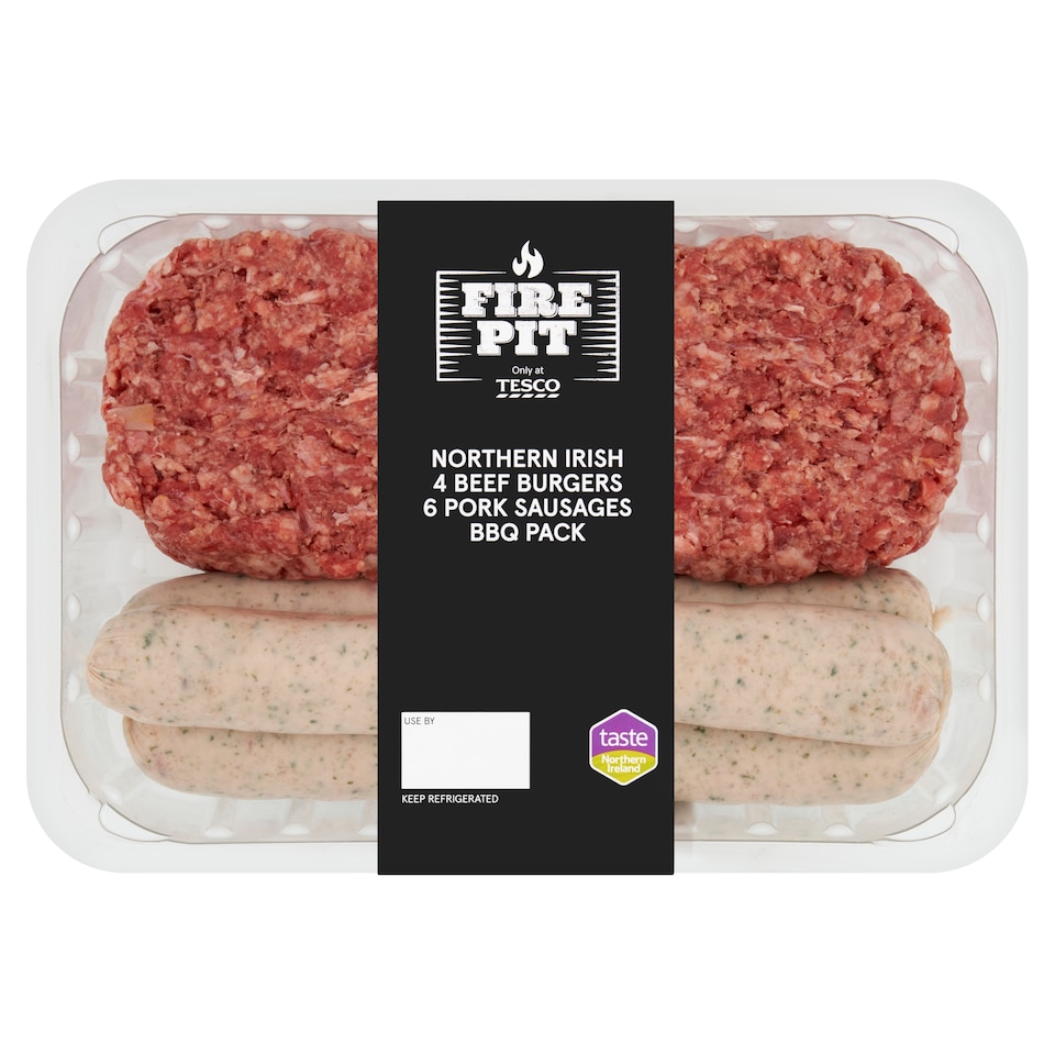 Tesco Fire Pit Northern Ireland Burgers & Sausages Bbq Pack 795G