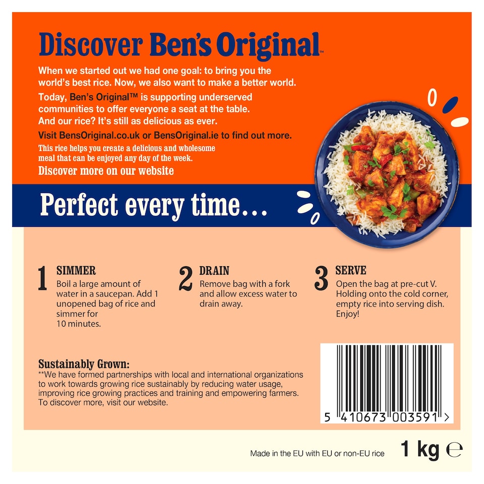 image 1 of Ben's Original Boil In Bag Long Grain Rice 1Kg