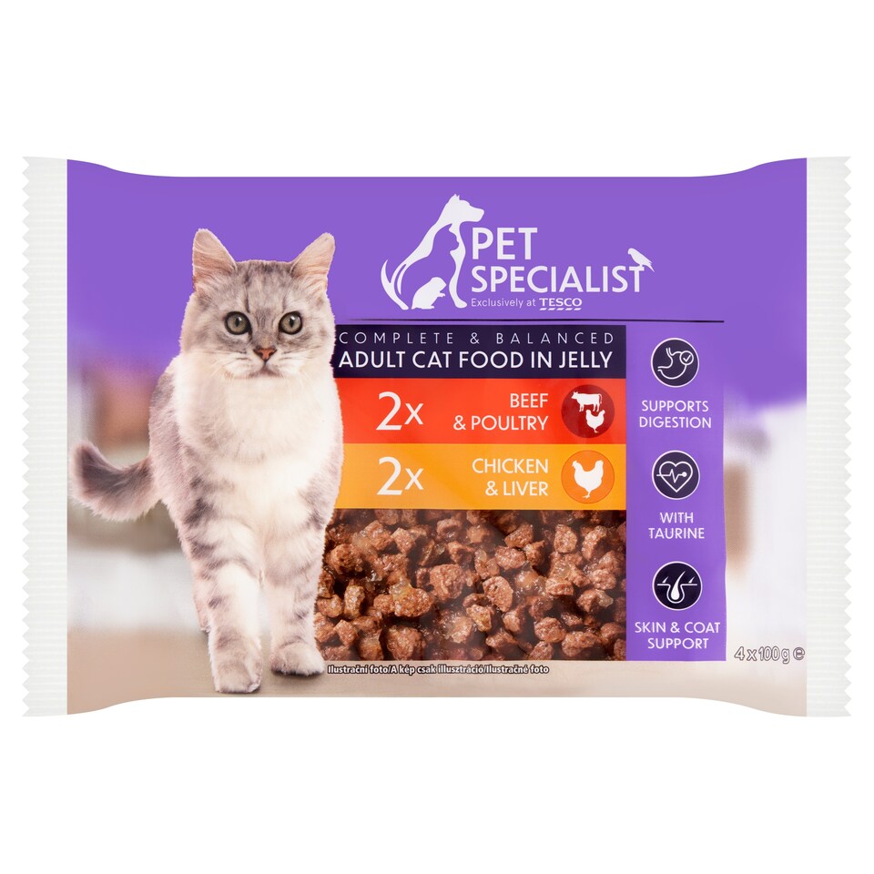Pet Specialist Kompletné krmivo pre dospelé mačky kúsky v želé 4 x 100 g (400 g)