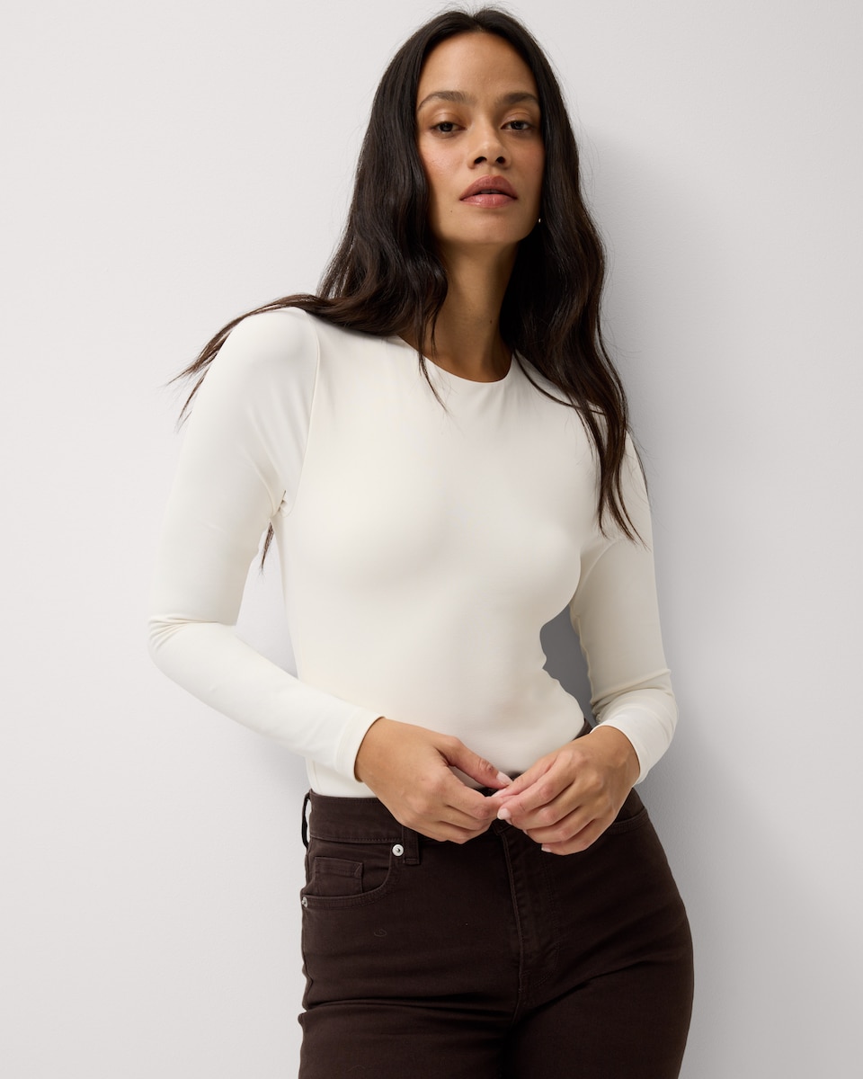 image 1 of F&F 2-Pack Polyamide Crew Neck Long Sleeved Bodysuits in Multi Brown