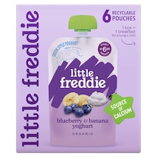 Little Freddie Organic Blueberry & Banana Greek Style Yogurt 6M+ 6 X 100G
