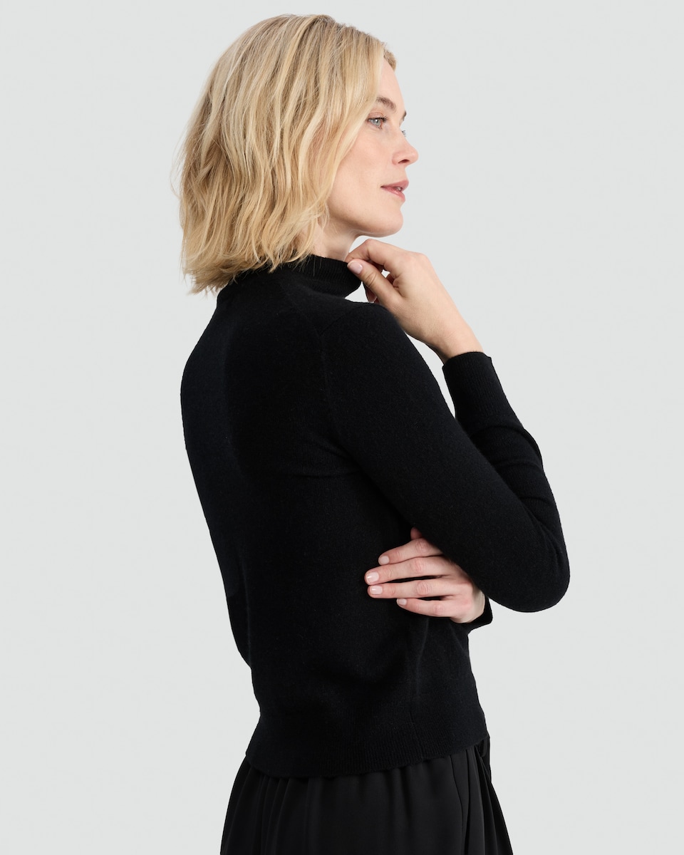 image 1 of F&F Premium Pure Cashmere High Neck Jumper in Black