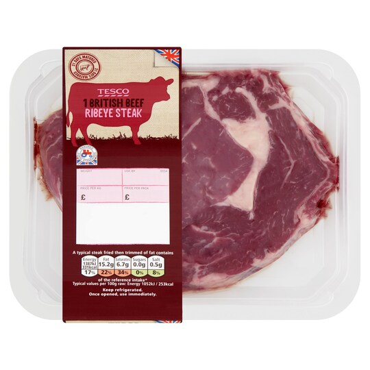 image 1 of TESCO 1 PACK BEEF RIBEYE STEAK