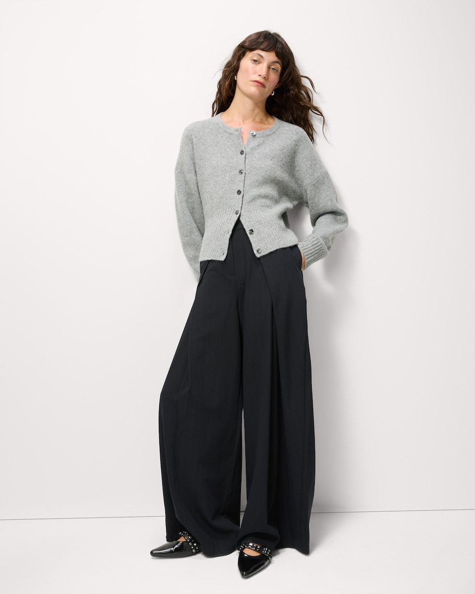 image 1 of F&F Waisted Knitted Cardigan with Wool in Grey