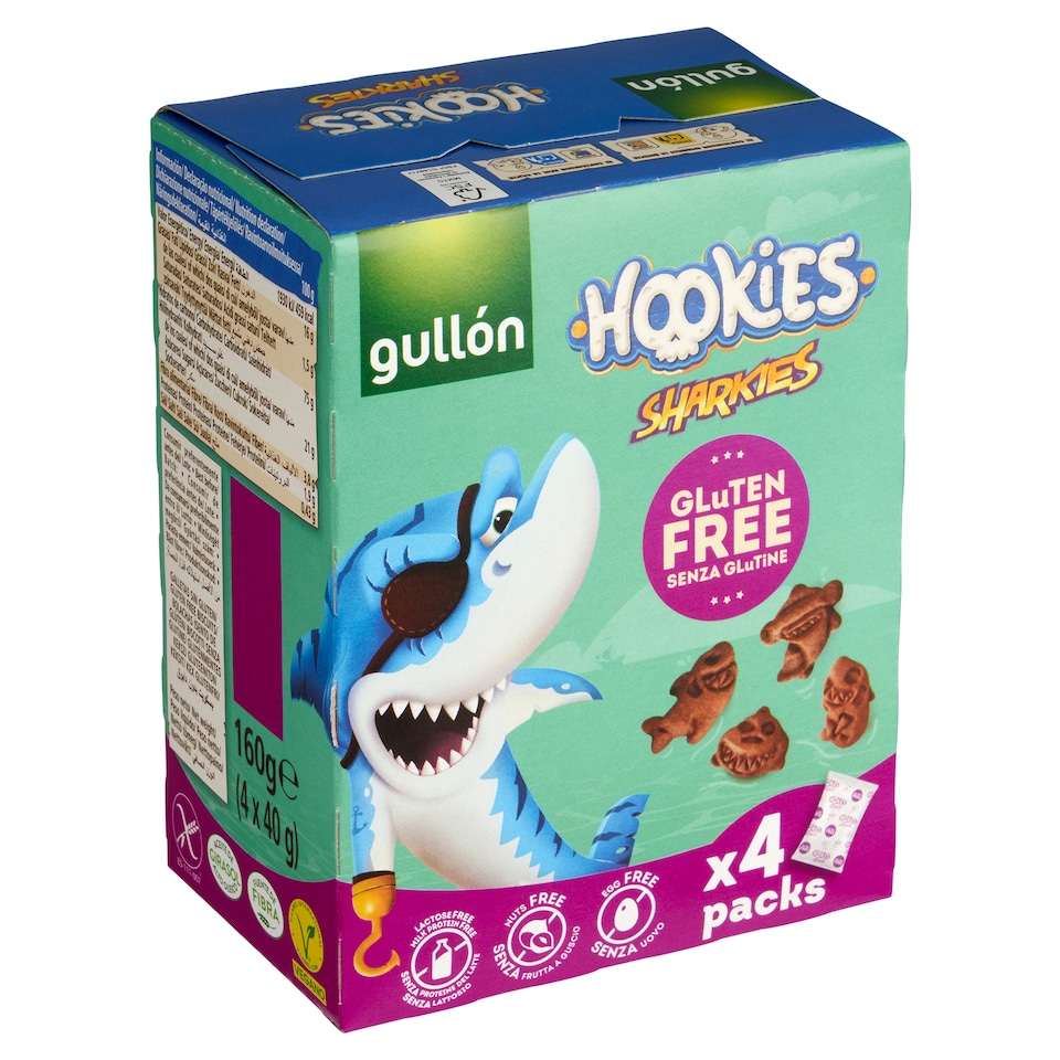 obrázok 1 z Gullón Hookies Sharkies bezgluténové sušienky 4 x 40 g (160 g)