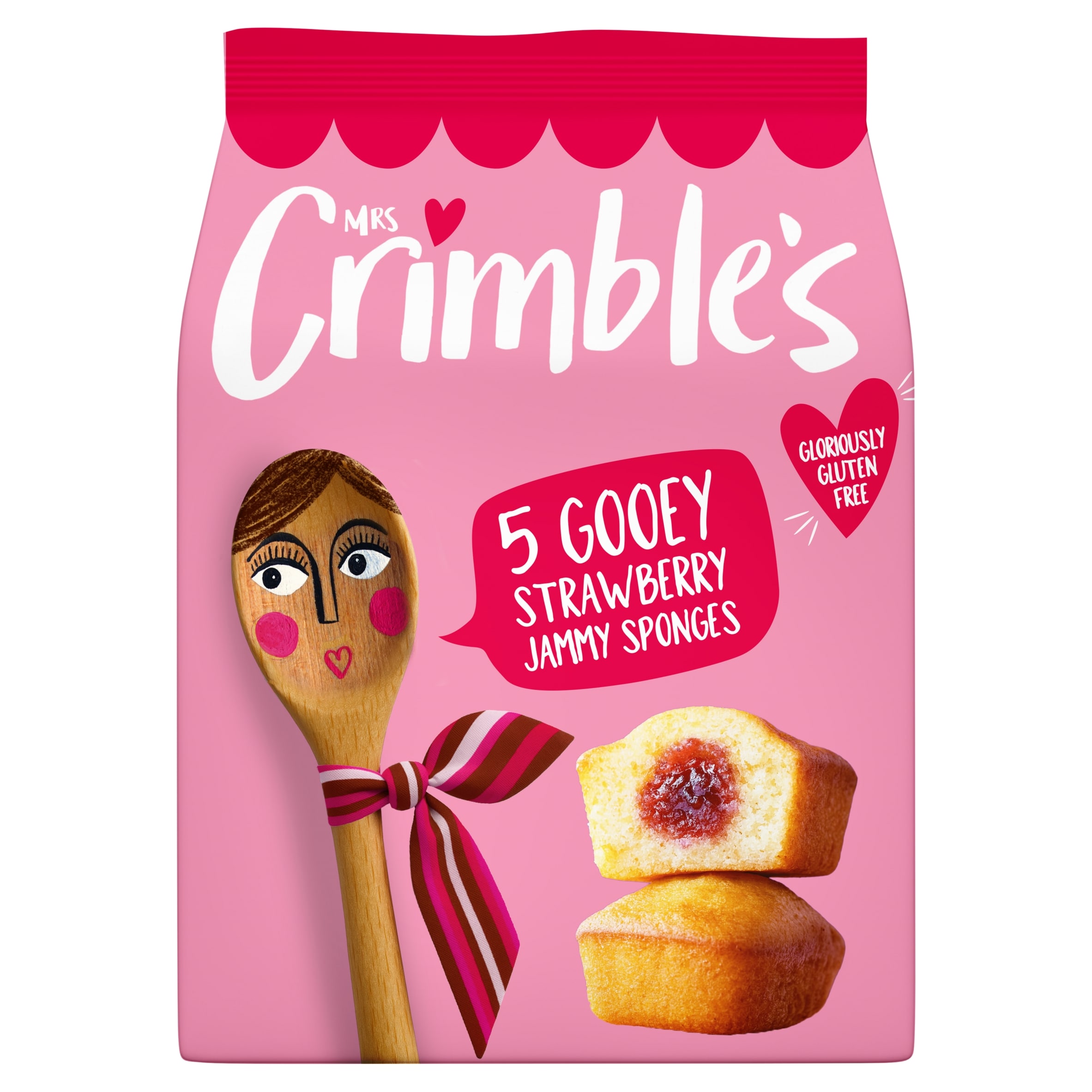 Mrs Crimbles Gluten Free 5 Gloriously Gooey Strawberry Sponge Cakes 175g