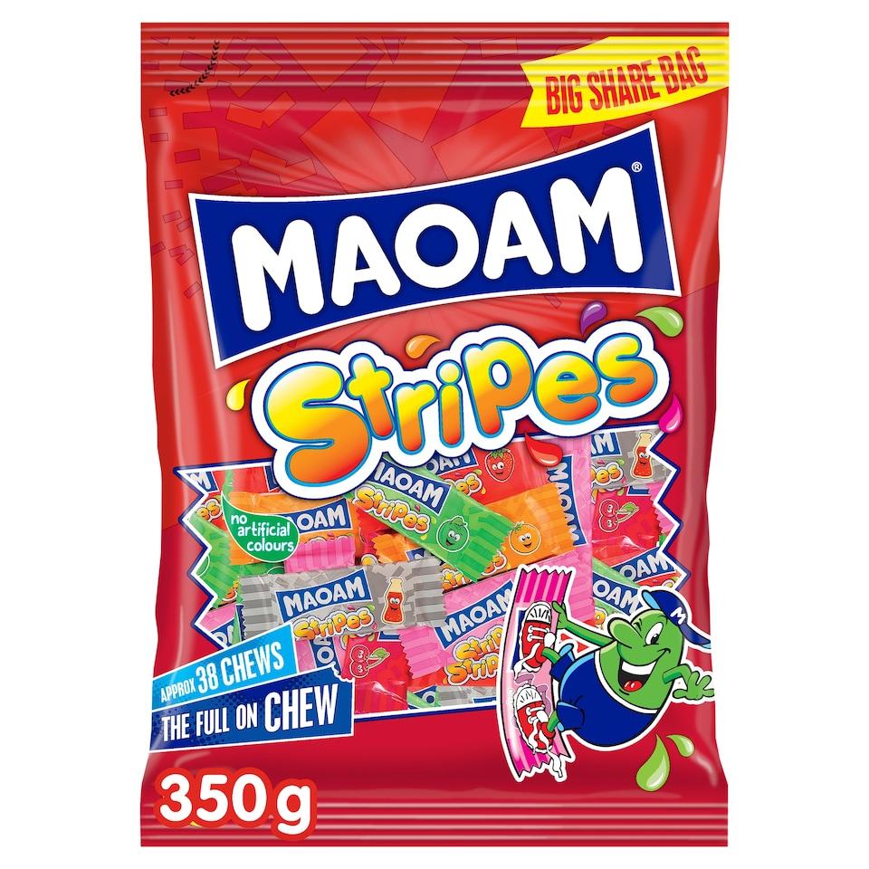 MAOAM Stripes Fruit and Cola Flavour Chewy Sweets 350g