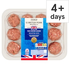 Tesco 12 British Pork Meatballs 336g