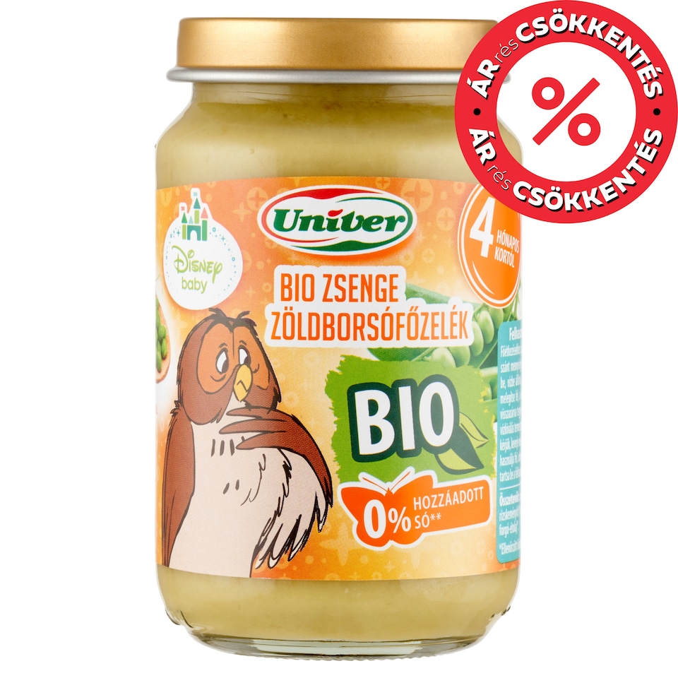 Univer bio zsenge zöldborsófőzelék bébiétel, 4 hónapos kortól 163 g  1. kép